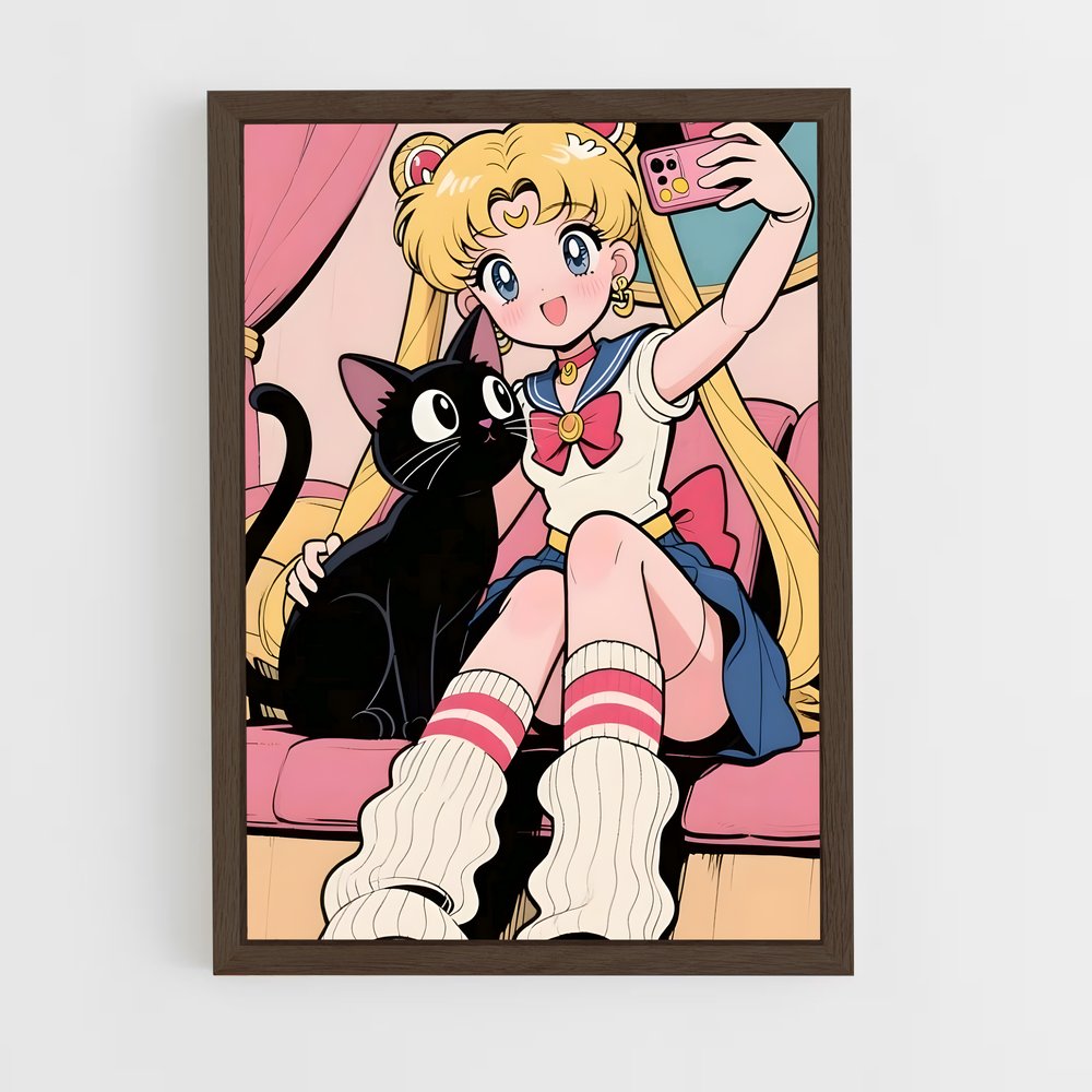 ap-luna sailor moon-5 cadre Bois foncé