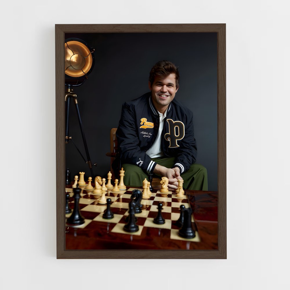 ap-magnus carlsen-5 cadre Bois foncé
