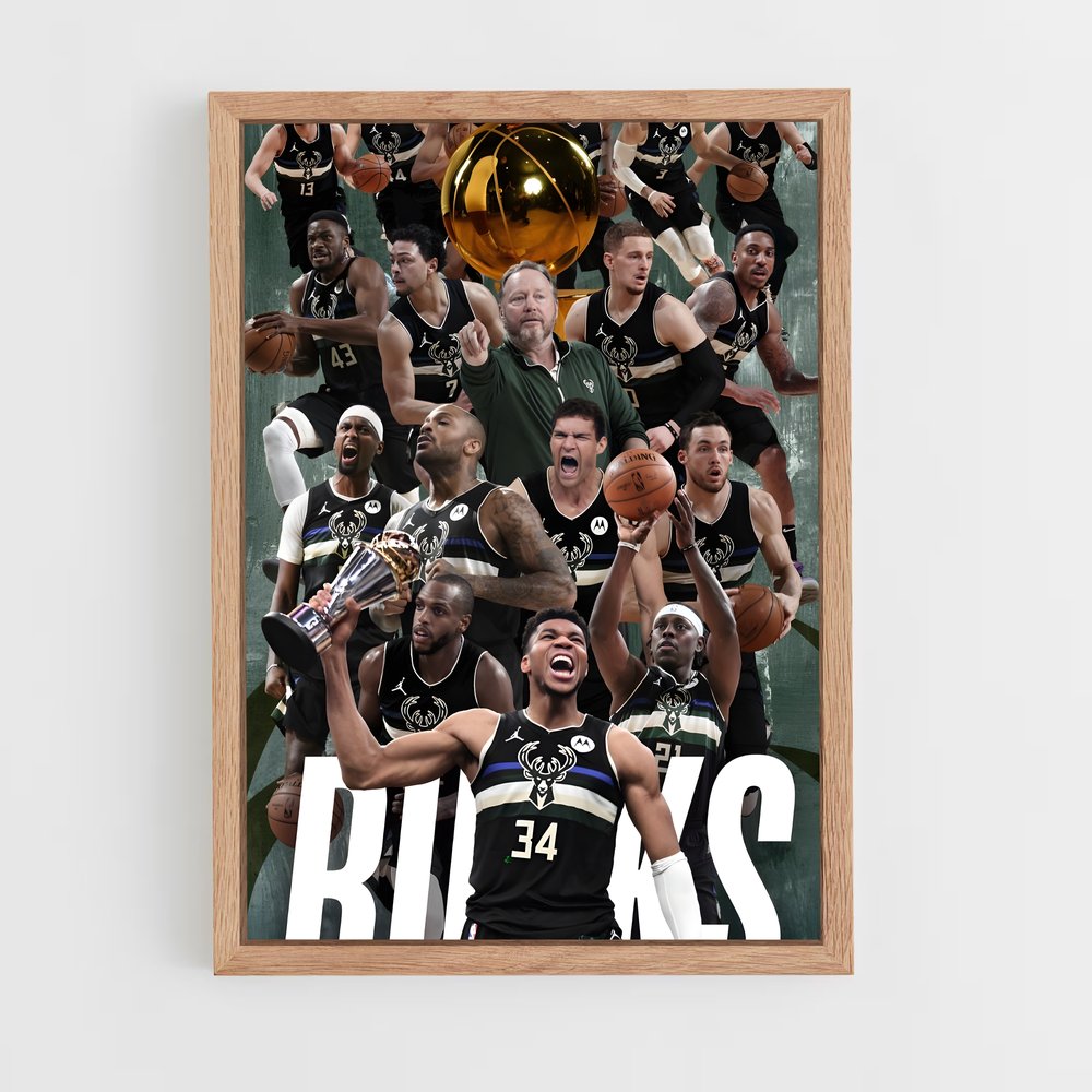 ap-milwaukee bucks-4 cadre Bois clair