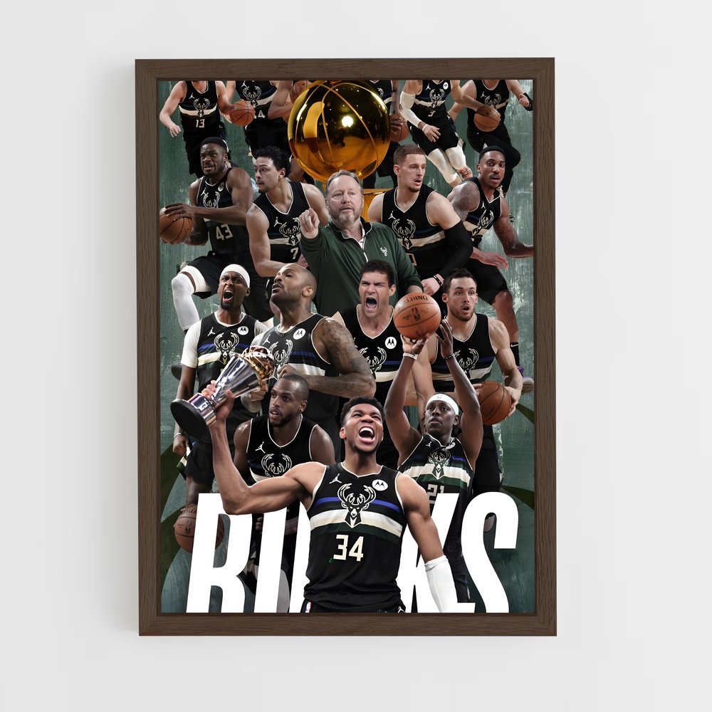 ap-milwaukee bucks-4 cadre Bois foncé