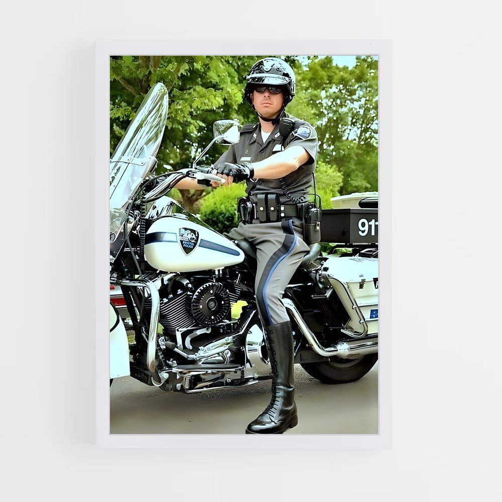 ap-motorcycle cop-3 cadre Blanc