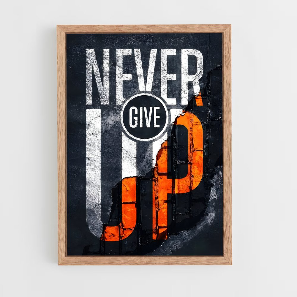 ap-never give up-2 cadre Bois clair
