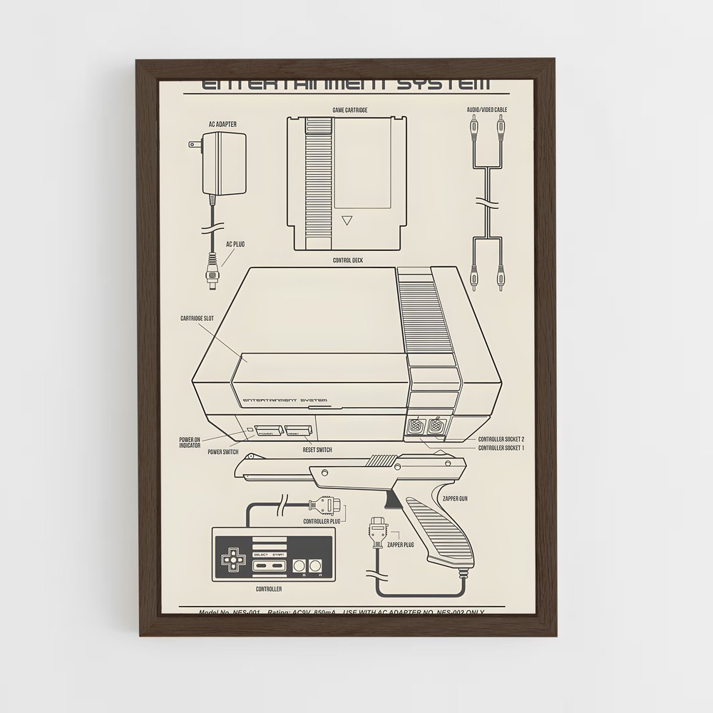 ap-nintendo entertainment system-1 cadre Bois foncé