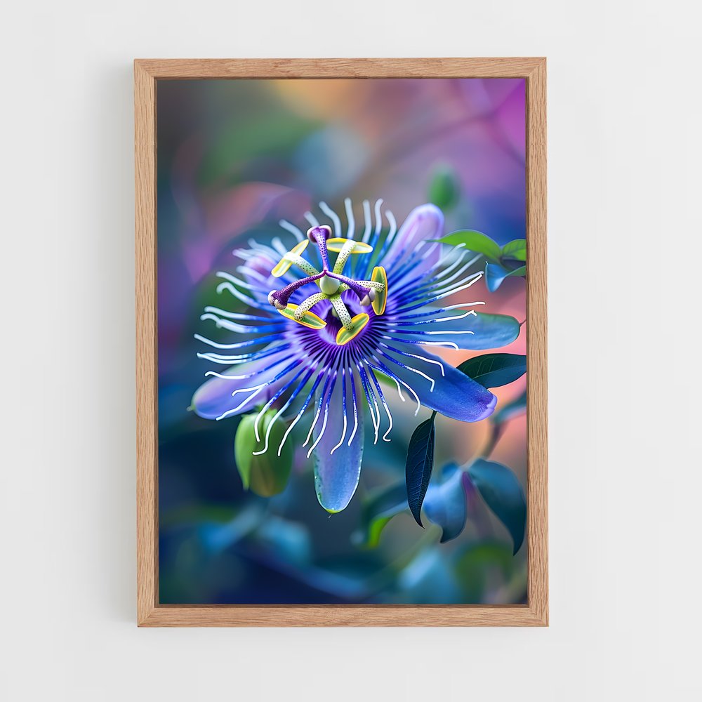 ap-passion flower-4 cadre Bois clair
