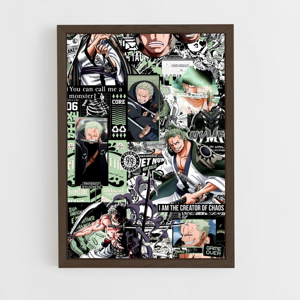 ap-roronoa zoro-14 cadre Bois foncé