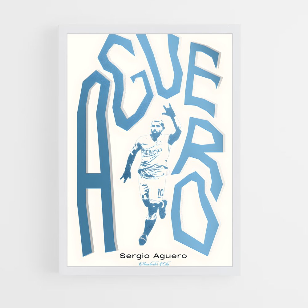 ap-sergio aguero-4 cadre Blanc
