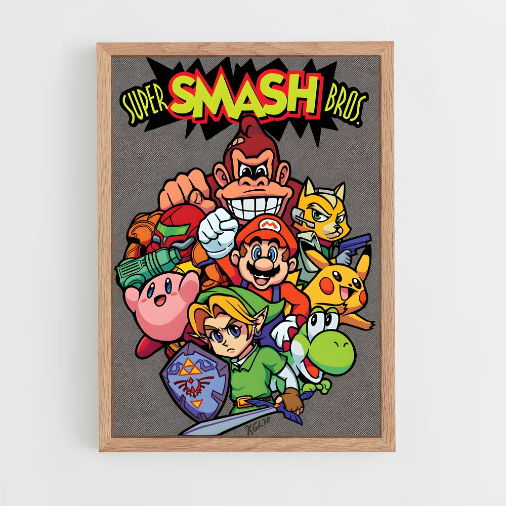 ap-super smash bros-6 cadre Bois clair