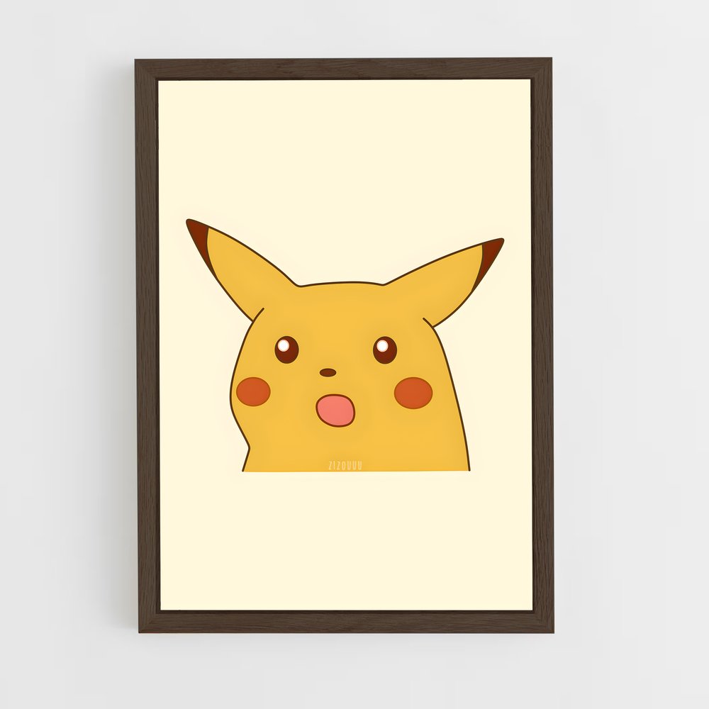 ap-surprised pikachu-1 cadre Bois foncé