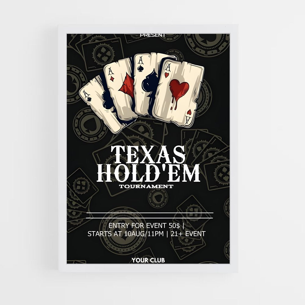 ap-texas holdem-3 cadre Blanc