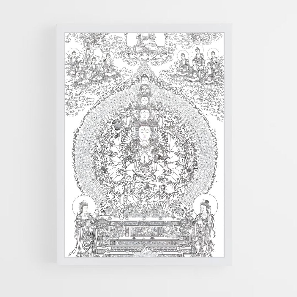 ap-thousand arm buddha-1 cadre Blanc