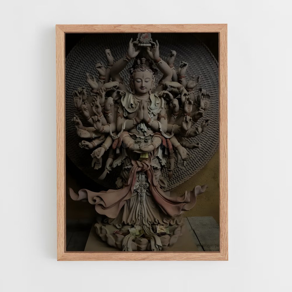 ap-thousand arm buddha-4 cadre Bois clair