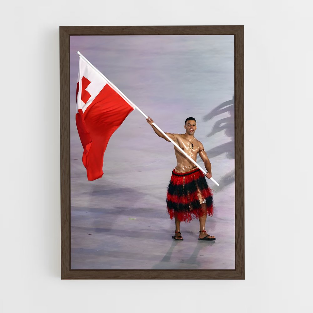 ap-tonga flag-1 cadre Bois foncé