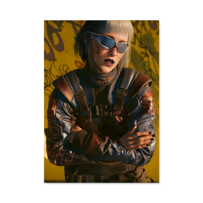 Poster Cyberpunk Femme Armée