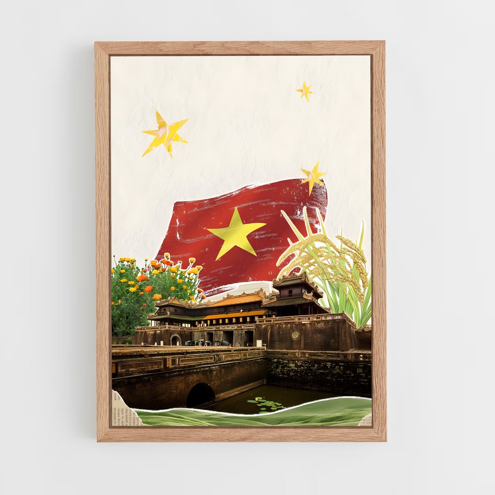 ap-vietnam flag-3 cadre Bois clair