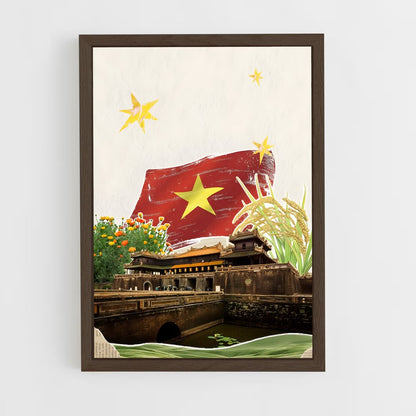 ap-vietnam flag-3 cadre Bois foncé
