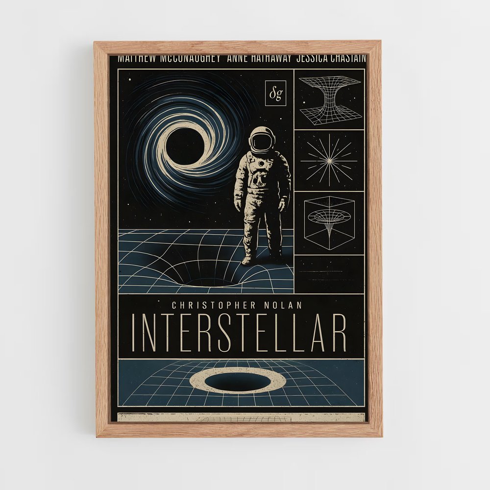 ap-vintage space posters-1 cadre Bois clair