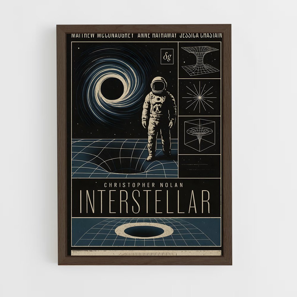 ap-vintage space posters-1 cadre Bois foncé
