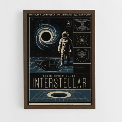 ap-vintage space posters-1 cadre Bois foncé