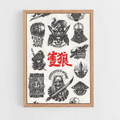 ap-yakuza symbols-1 cadre Bois clair