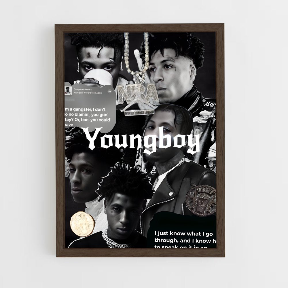 ap-youngboy never broke again-4 cadre Bois foncé