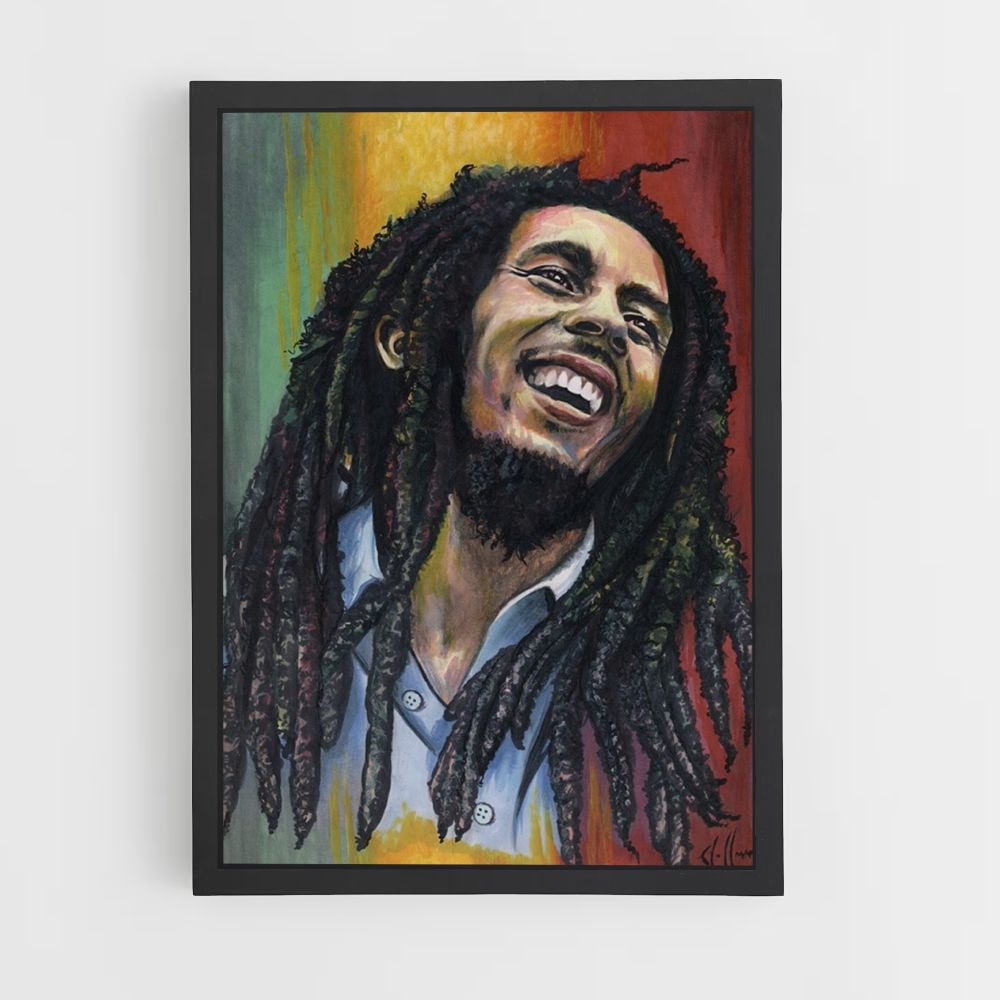 Pôster Bob Marley Verde Amarelo Vermelho