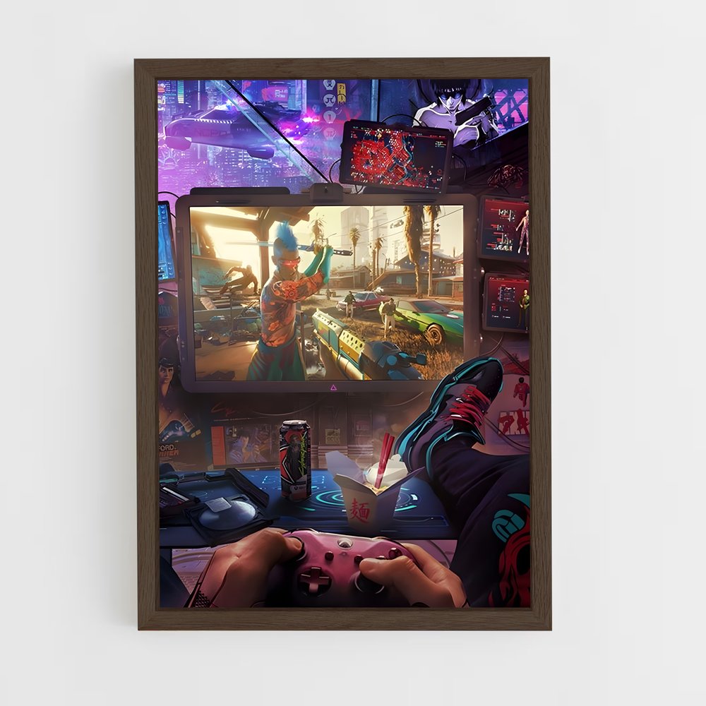 cyberpunk-1 cadre Bois foncé