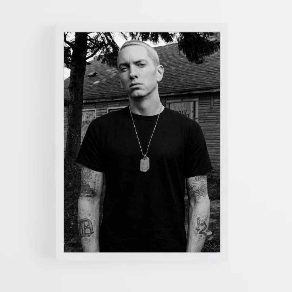 Pôster Eminem Preto e Branco