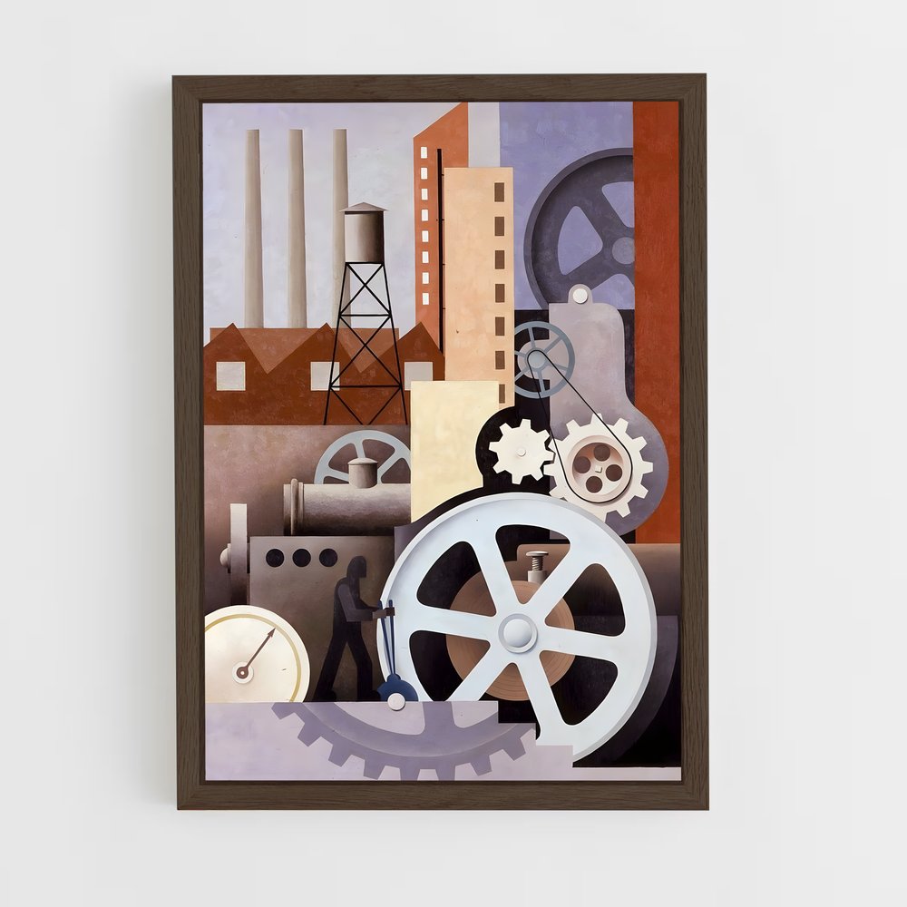 industrial-4 cadre Bois foncé
