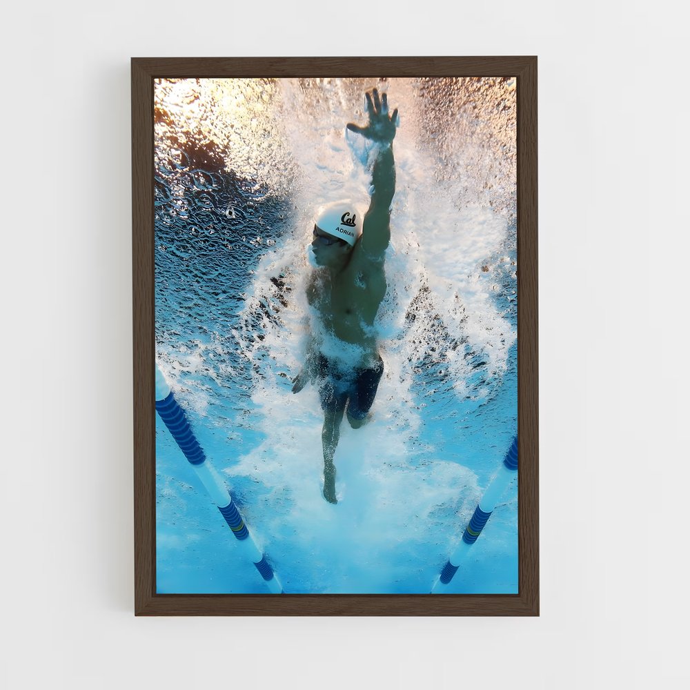 natation-18 cadre Bois foncé