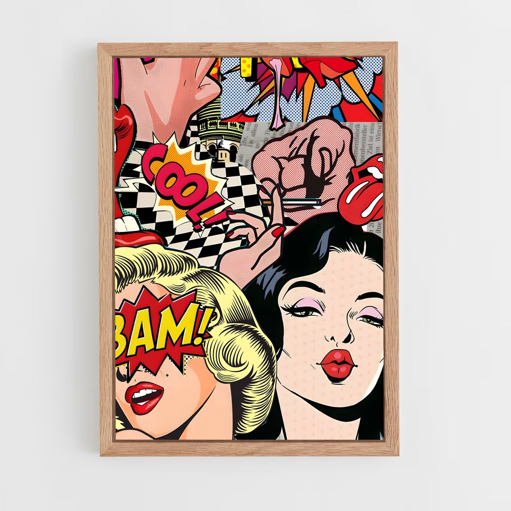 pop-art-9 cadre Bois clair