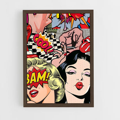 pop-art-9 cadre Bois foncé