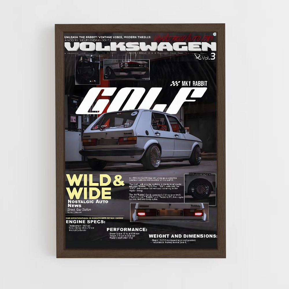 volkswagen-1 cadre Bois foncé
